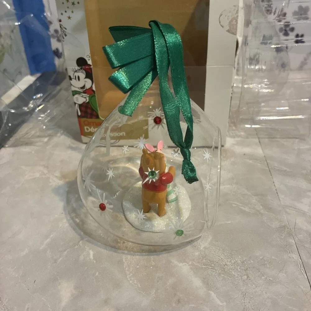 Disney Store Sketchbook Disney Winnie the Pooh & Piglet Glass Holiday Ornament
